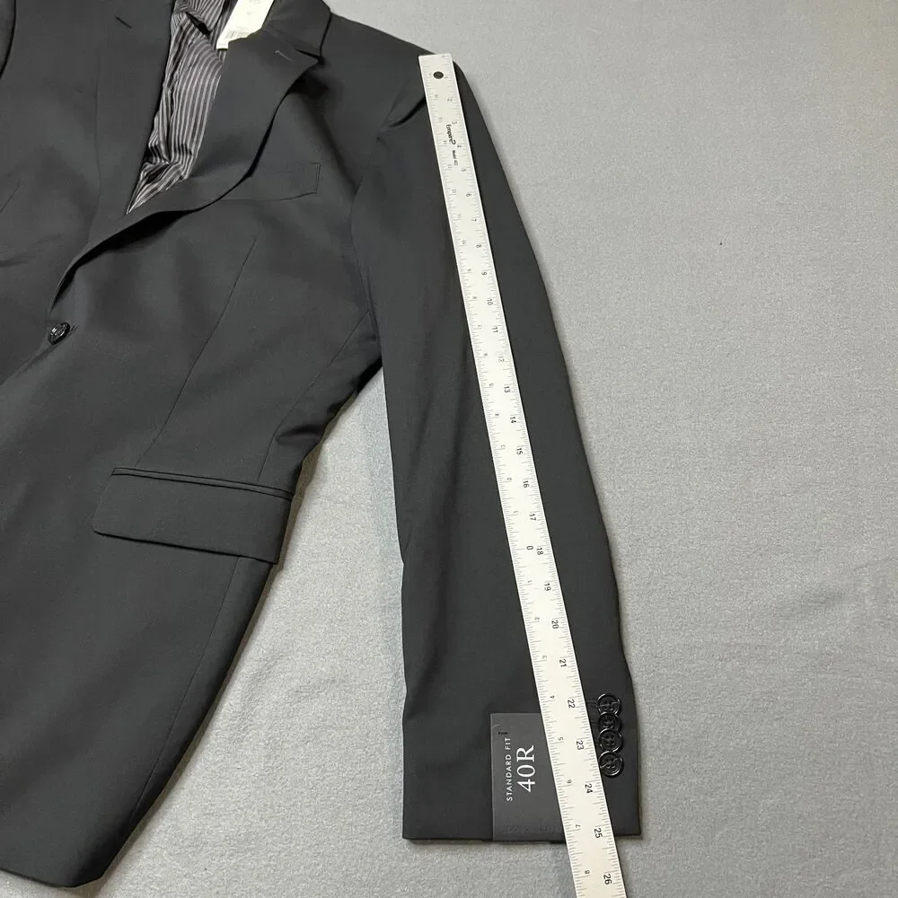 Banana Republic Blazer Jacket Men's 40R Black Classic Notch Collar Standard-Fit